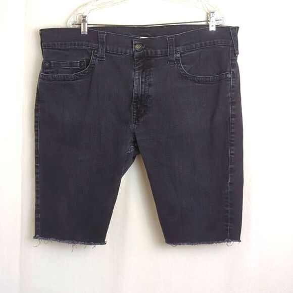 True Religion Black Denim Short Cut- offs Size 42 - Picture 1 of 10